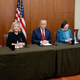 Kathleen Willey, Juanita Broaddrick, GOP presidential nominee Donald Trump, Kathy Shelton and Paula Jones at a news conference Oct. 9, 2016, before Trump’s town hall debate with Hillary Clinton
Facebook screenshot